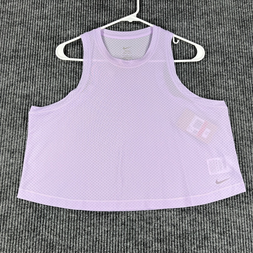 Nike One Classic Breathe Cropped Tank Top Womens Large Purple Sleeveless New